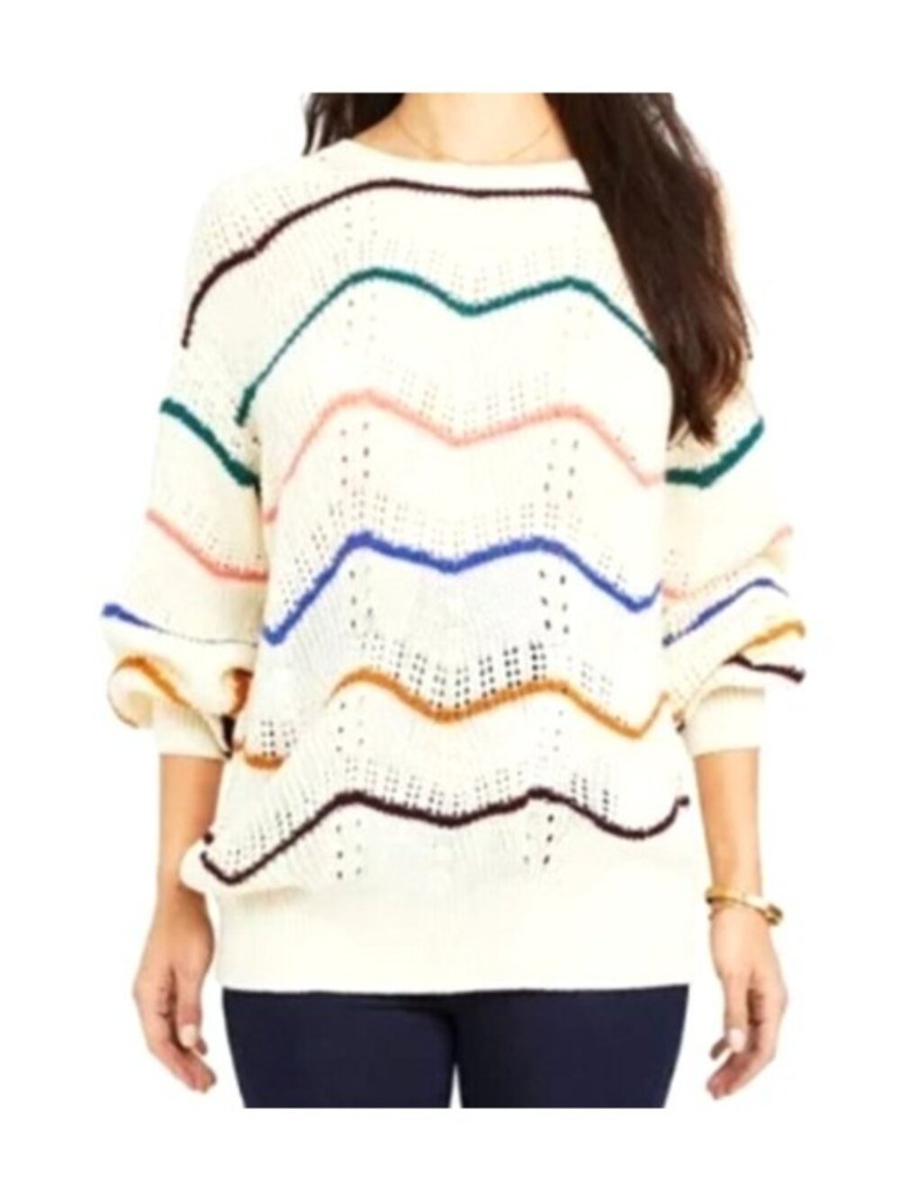 Market & Spruce Women's Sz 3X Chevron Knit Sweater Cotton Blend